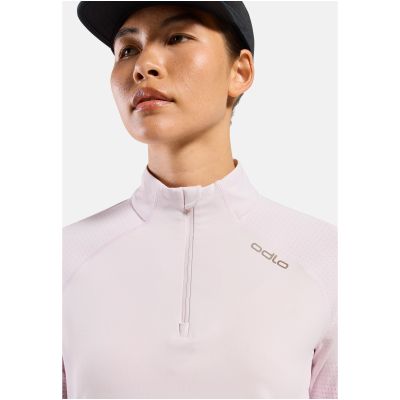 3. Damen-Sweatshirt mit Stehkragen Odlo ZEROWEIGHT WARM Mid Layer 1/2 Zip, rosa