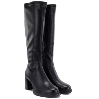 4. Damenstiefel mit Absatz, schwarz, Potocki SZ12861