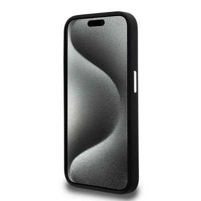 5. Karl Lagerfeld Silikon Metall Script Logo iPhone 15 Pro Max Hülle - Schwarz