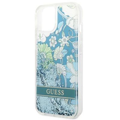 6. Guess GUHCP14SLFLSN iPhone 14 6.1 "grün / grünes Hardcase Flower Liquid Glitter