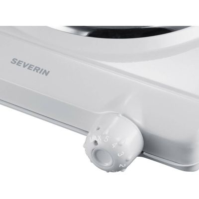 2. SEVERIN Elektrische Einzelkochplatte, weiß emailliert, Thermostat, 1500 W, DK1091