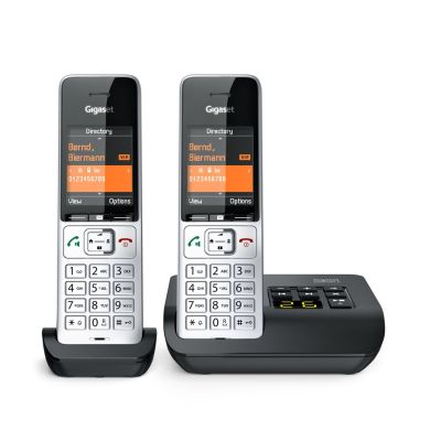 2. Gigaset COMFORT 500A Duo-Telefon (Analog/DECT) mit Anrufernamen und --ID, Schwarz/Silber