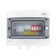 Hermetische IP65 EMITER-Wechselstromanschlussverteileranlage mit Dehn-Überspannungsableiter Typ 2, 40 A, 3-polig, FI-Schutzschalter Typ A 63 A/300 mA