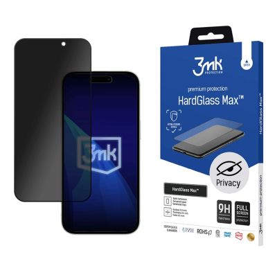 9H-gehärtetes Glas mit 3MK HardGlass Max Sichtschutzfilter für Apple iPhone 16 Pro