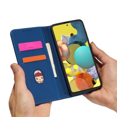 13. Magnet Kartenetui für Samsung Galaxy A12 5G Tasche Brieftasche Kartenhalter Blau
