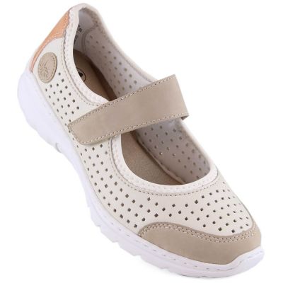 Bequeme Rieker W RKR575A Lochmusterschuhe, beige