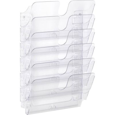 Robustes FLEXIPLUS-Prospektregal mit 6 Ablagen. Transparent.