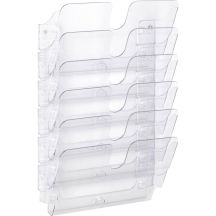 Robustes FLEXIPLUS-Prospektregal mit 6 Ablagen. Transparent.