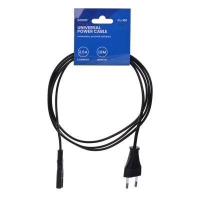 SAVIO CL-100 Kabel (2-Pin F - Euro M; 1,8 m; schwarz)