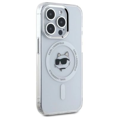 4. Karl Lagerfeld IML Metal Choupette Head MagSafe iPhone 15 Pro Hülle - Weiß