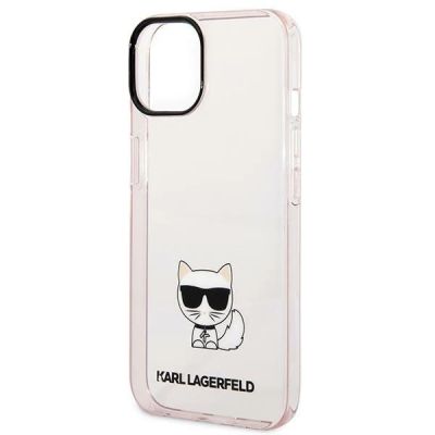 6. Karl Lagerfeld Transparent Choupette Body Case für iPhone 14 Plus / 15 Plus 6,7" - Rosa