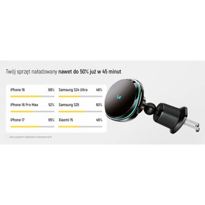 15. Wozinsky WCT5-Q6S2Y Autohalterung mit Qi/MagSafe 15W induktivem Ladegerät für Lüftungsgitter mit Ventilator - Schwarz