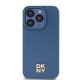 3. DKNY MagSafe-Hülle aus Leder mit Monogrammmuster und Metalllogo für iPhone 15 Pro – Blau