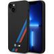 BMW Silikonhülle mit schrägen Streifen für iPhone 14 Plus / 15 Plus – Schwarz