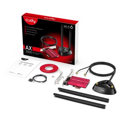 13. CUDY WE4000 AX5400 Wi-Fi 6/6E BT 5.2 Netzwerkkarte, Intel AX210NGW PCIe Kühlkörper + Kabelantenne
