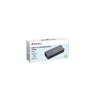 4. Verbatim CDS-15 Kabelgebundenes USB 3.2 Gen 1 (3.1 Gen 1) Typ-C-Notebook, Schwarz, Grau