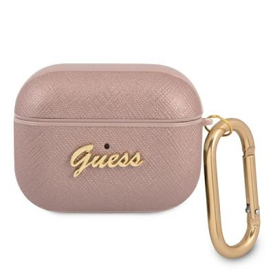 Guess GUAPSASMP AirPods Pro Cover Pink/Pink Saffiano Script Metal Collection