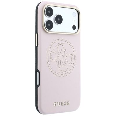 4. Guess Perforierte 4G Gold Logo Magsafe Hülle für iPhone 17 Pro Max / 18 Pro Max - Pink
