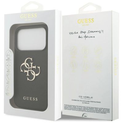 8. Guess Grained Big 4G & Classic Logo Hülle für iPhone 17 Pro - Schwarz