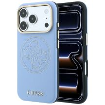 Guess Perforierte 4G Gold Logo Magsafe Hülle für iPhone 18 Pro / 17 Pro - Hellblau