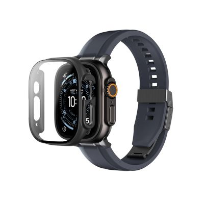 AmazingThing Radix Displayschutzfolie aus Glas mit Hülle für Apple Watch Ultra 3 49 mm – Schwarz
