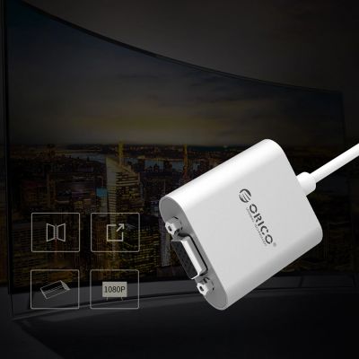 7. Orico PTAV USB-C-auf-VGA-Adapter und 3,5-mm-Miniklinkenstecker (Full HD, 0,15 m) – Silber