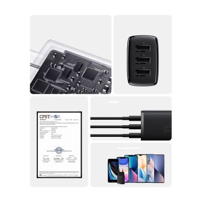 11. Baseus Compact Ladegerät 3x USB 17W schwarz (CCXJ020101)