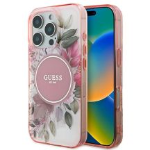 Guess IML Flower & Tonal Circle MagSafe-Hülle für iPhone 16 Pro Max – Rosa
