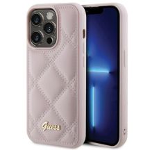Guess Quilted Metal Logo-Hülle für iPhone 15 Pro Max – Rosa