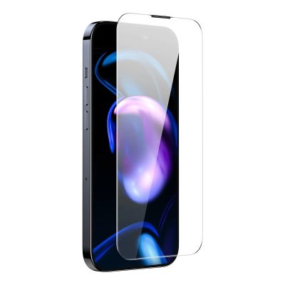 3. Baseus Vollbild-Hartglas für iPhone 14 Pro mit Lautsprecherabdeckung 0,3 mm + Montagerahmen