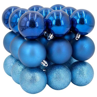2. Dekorative Kugeln aus Kunststoff, Safe, 27 Stück, Durchmesser 6 cm, blauer Glimmer