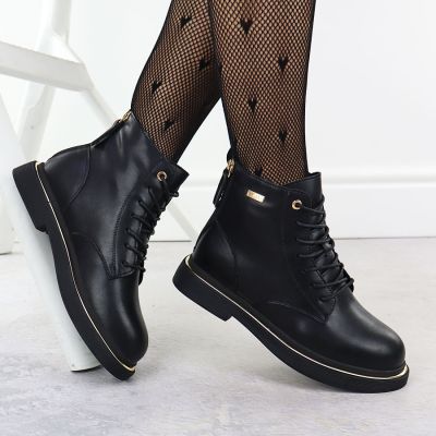 7. Schwarze Damen-Ankle-Boots aus Leder, Goe SS2N4101