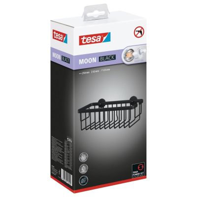 2. TESA MOON BLACK Duschkorb aus Aluminium zur Wandmontage
