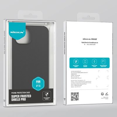 16. Nillkin Super Frosted Shield Pro verstärkte Hülle für iPhone 15 Plus – blau