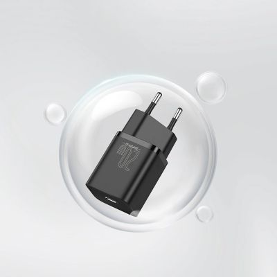14. Baseus Super Si 1C Schnellladegerät USB Typ C 20W Power Delivery + USB-Kabel Typ C - Lightning 1m schwarz (TZCCSUP-B01)