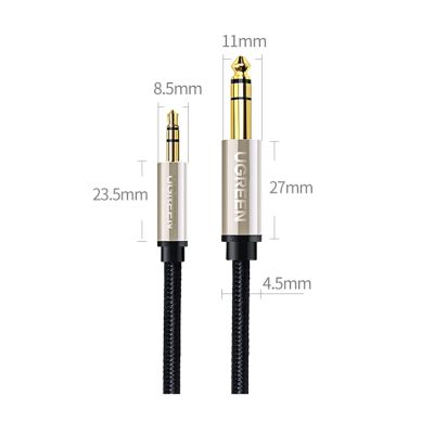 12. Ugreen AV127 10625 Audio-TRS-Kabel Miniklinke 3,5 mm / Klinke 6,35 mm 1 m – Grau