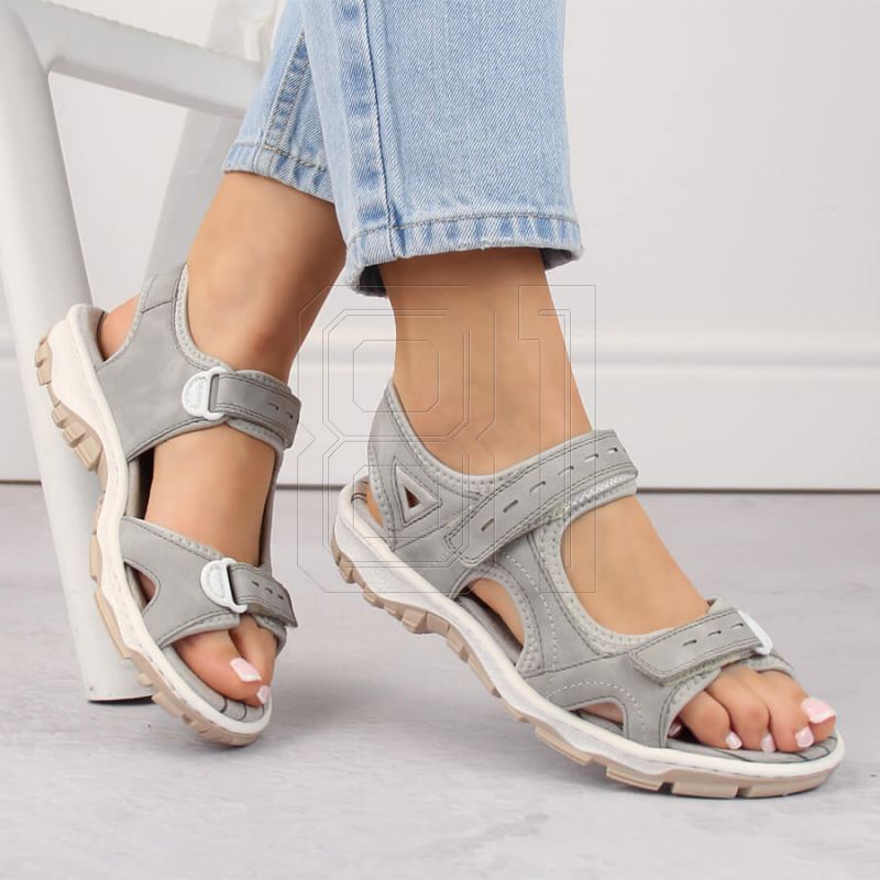 2. Bequeme Rieker W RKR674 Sandalen grau