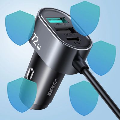9. Joyroom Autoladegerät 2xPD + 2xQC3.0 72W 1,5m schwarz (JR-CL05)
