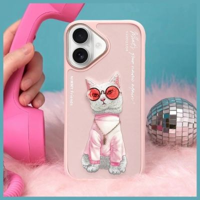 10. Nimmy Glasses Cool Cat iPhone 16 Hülle - Rosa