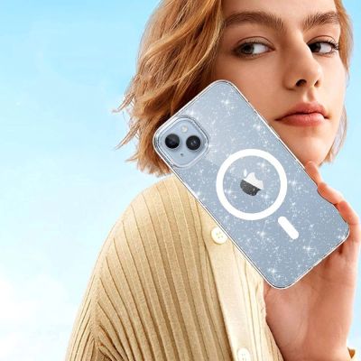 6. Tech-Protect FlexAir Hybrid MagSafe Hülle für iPhone 13 / 14 – transparent und glitzernd