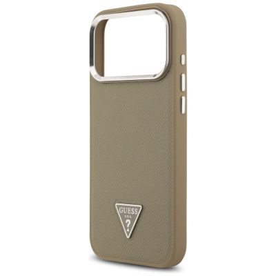 6. Guess MagSafe-Hülle mit genarbtem Dreieckslogo für iPhone 17 Pro Max – braun