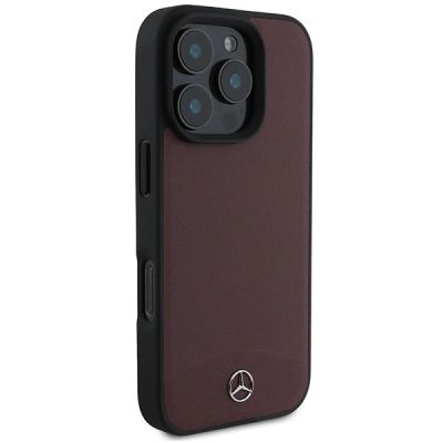 4. Mercedes MagSafe-Hülle aus strukturiertem und glattem Leder für iPhone 16 Pro Max – Rot