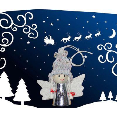 13. Weihnachtsengel-Anhänger, Silber, 7 cm