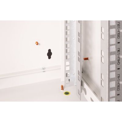 8. Digitus Unique 19" 16U Wand-Netzwerkschrank 600x450 mm, Glastür, grau, ungeteilt, montiert, 100 kg