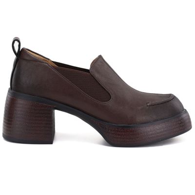 2. Braune Damen-Lederschuhe mit hohem Absatz D&A S.Barski CR62-3525