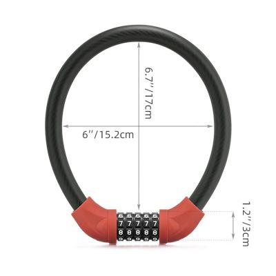 3. Rockbros RKS870-BK Fahrradschloss mit Zahlenschloss, Stahlkabel, 85 cm - rot