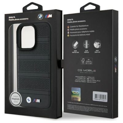 8. BMW M Perforated And Stitched Line MagSafe-Hülle für iPhone 16 Pro Max – Schwarz