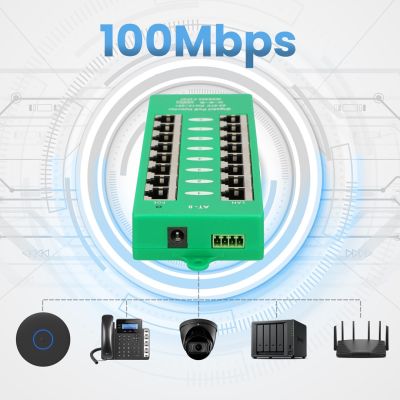 22. Extralink Gigabit PoE Injector 8 Port Active, 8 Gigabit 802.3at/af Ports, Modus A