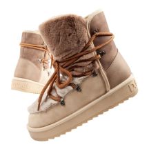 D.Franklin Damen Winter Schneestiefel, modisches Fellfutter, braun beige hoch