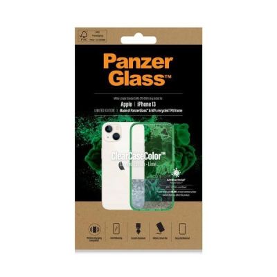 6. PanzerGlass ClearCase antibakterielle Hülle mit Militärzertifikat für iPhone 13 / 14 / 15 – transparentes Grün